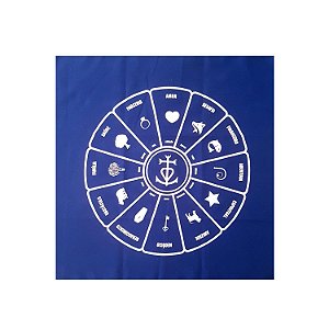 Toalha Roda Cigana para Tarô Cigano Místico Azul Branco 70CM