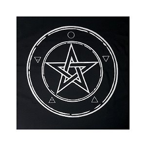 Toalha Pentagrama Força Wicca para Tarô Preto e Cinza 70CM
