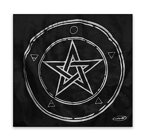Toalha Wicca Pentagrama Em Cetim Preto e Prata Toalha Tarô