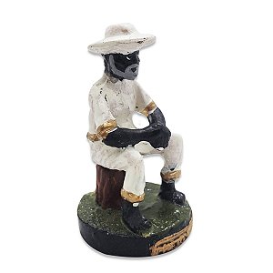 Estátua Preto Velho em Resina Paz e sabedoria 08 Cm Axé