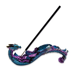 Incensário Vareta Dragão Guerreiro Azul  Oriental 15cm