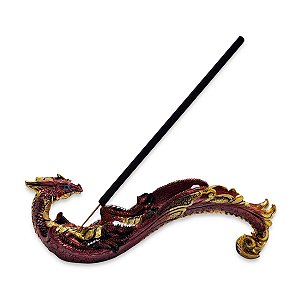 Incensário Vareta Dragão Guerreiro Vermelho Oriental 15cm