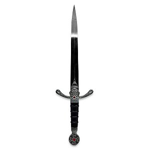 Adaga de Rubi Antiga de Metal Detalhada Brilhante 37 cm