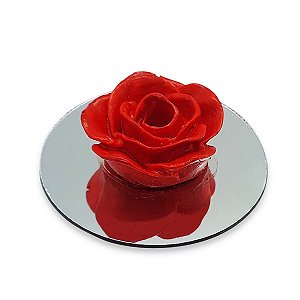 Enfeite Detalhado Rosa Vermelha com Espelho decorativo 4cm
