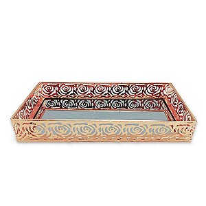 Bandeja Espelhada Rosas Roses Elegantes Decorativa 26x12