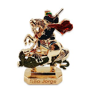Enfeite Dourado São Jorge de Metal 4 cm