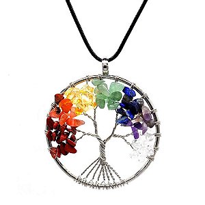 Colar Prata Árvore da Vida e Sete Chakras Proteção e Energia