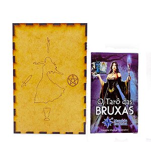 Kit Baralho Tarô das Bruxas e Porta Tarô Caixa Madeira