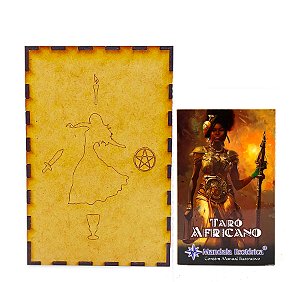 Kit Baralho Tarô Africano e Porta Tarô Caixa Madeira