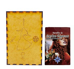 Kit Baralho de Cartas Ciganas e Porta Tarô Caixa Madeira