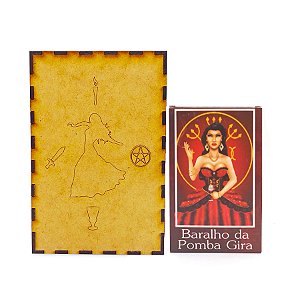Kit Baralho Pomba Gira Vermelho e Porta Tarô Caixa Madeira