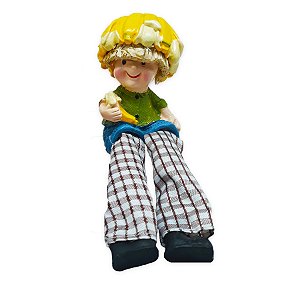 Boneco da Fartura da Banana Perna Mole Tecido e Resina 17cm