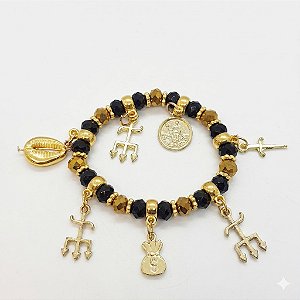 Pulseira Exu do Ouro Prosperidade e Proteção Ajustável