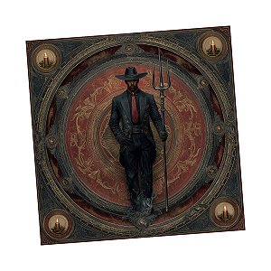 Toalha para Leitura de Exu Tridente Prata Detalhado 70 cm