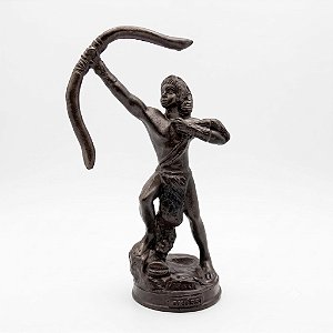 Estátua Imagem Oxóssi Cor Cobre Protetor Resina 18 cm