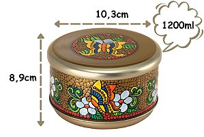 Lata Flores e Borboletas Gold