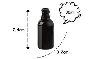 Frasco Pet Âmbar 30ml c/ Tampa Lacre Black