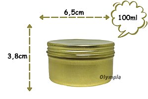 Pote de alumínio c/ tampa 100ml Dourado