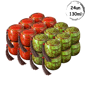 24un Cerâmica Chinesa Vermelho e Verde 130ml