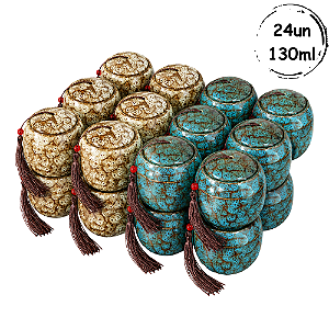 24un Cerâmica Chinesa Branco e Azul 130ml