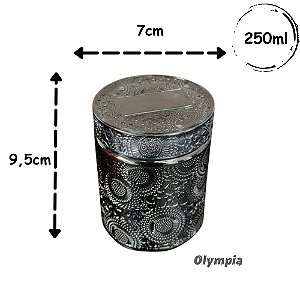 Pote Black Relevo Com Tampa de Vidro 250ml