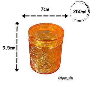 Pote Yellow Relevo Com Tampa de Vidro 250ml