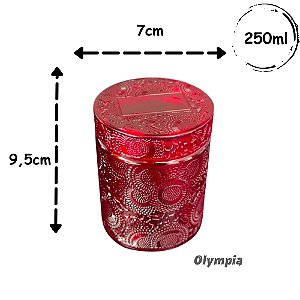 Pote Red Relevo Com Tampa de Vidro 250ml