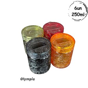 4 Pote de Vidro Relevo Com Tampa 250ml