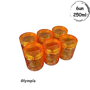 6un Pote Yellow Relevo Com Tampa de Vidro 250ml