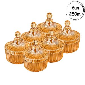 6 Pote Bomboniere Ligth Ambar 250ml