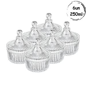 6 Pote Bomboniere Transparente 250ml