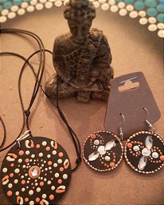 Colar e brinco de mandala