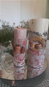 Vela aromática vegana de concreto c rolhas de vinho