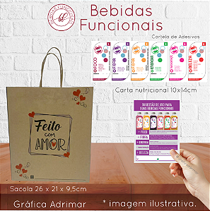 Kit Bebidas Funcionais (Sacola + Carta + Adesivos) - REF 5005