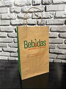 Sacola Kraft Bebidas Saudáveis e Funcionais 30,5cm A x 19,5cm L x 11,5cm Fundo - Modelo 31