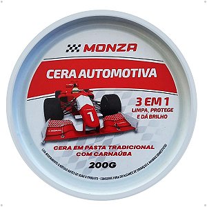 Cera Automotiva Tradicional Com Carnauba Monza 200g Pérola