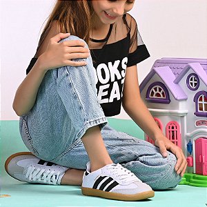 Tênis Samba Infantil Branco com Preto