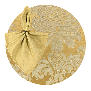 Kit Sousplat Completo Mesa Posta Dourado Jacquard com Guardanapos e Pg