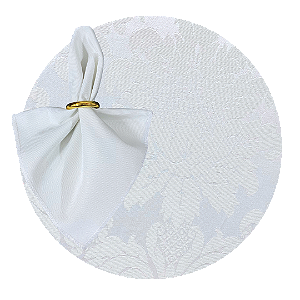 Kit Sousplat Completo Mesa Posta Branco Off white Jacquard com Guardanapos e Pg