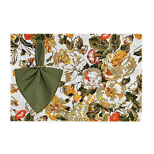 Kit Jogo Americano Completo Mesa Posta Florida Flowers