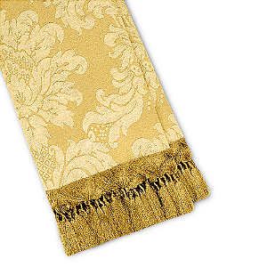 Manta Xale de Sofá e Cama Decorativa Jacquard Medalhão Dourado