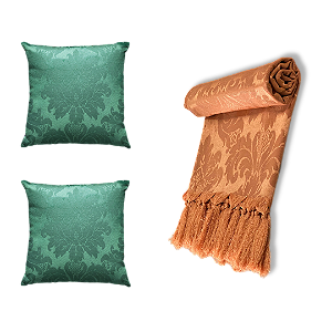 Kit Manta Xale de Sofá Decorativa Terracota com 2 Capas de almofadas Colors