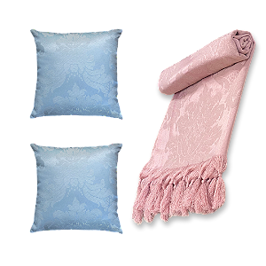 Kit Manta Xale de Sofá Decorativa Rose com 2 Capas de almofadas Colors