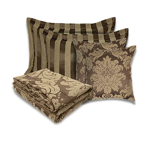 Jogo de Peseira Xale para Cama Jacquard com 2 Capas de Almofada e 2 Porta Travesseiros