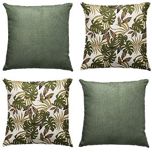 Kit 4 Capas de Almofada Decorativa Folhagem Costela 45 X 45