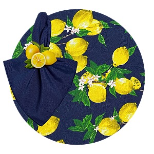 Kit Capas de Sousplat Mesa Posta Limão Siciliano com Guardanapos e Porta Guardanapos