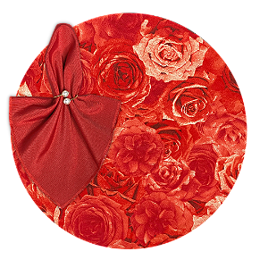 Kit Capas de Sousplat Mesa Posta Rosas Flor com Guardanapos e Porta Guardanapos