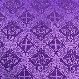 Tecido Jacquard Litúrgico de Cruz Pombo Religioso para Igrejas Católicas 2,80 de Largura