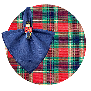 Kit Capas de Sousplat de Natal Xadrez Guardanapos e Porta Guardanapos