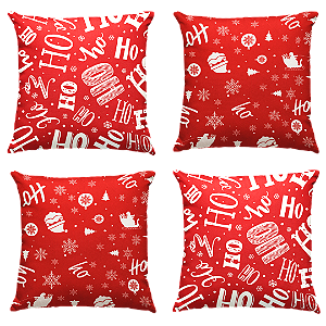 Kit Capas de Almofadas Decorativas de Natal Estampada Vermelha 45 X 45